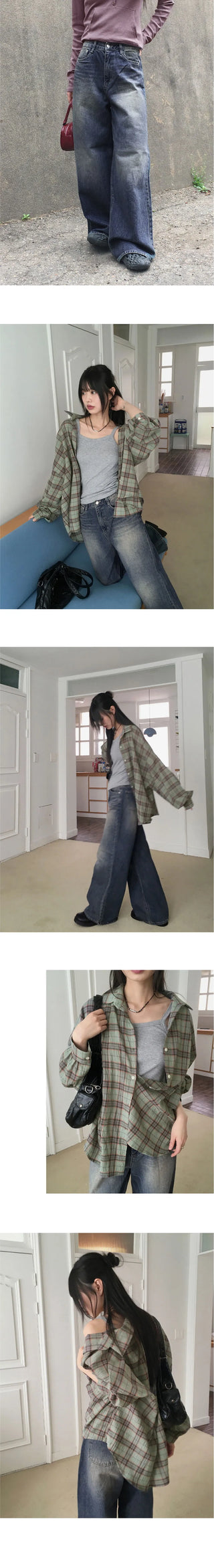 Cellne Faded Denim Long Wide Pants