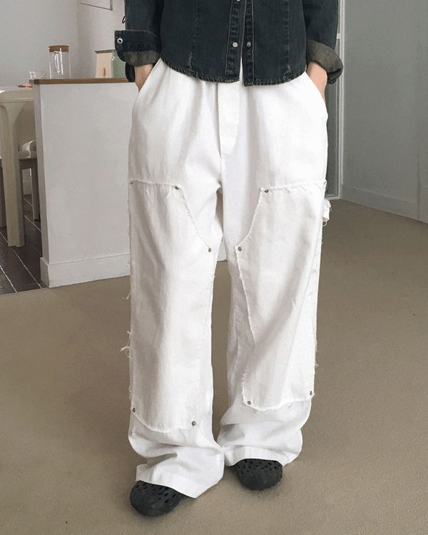 Penf Carpenter Damage Long Wide Cotton Pants