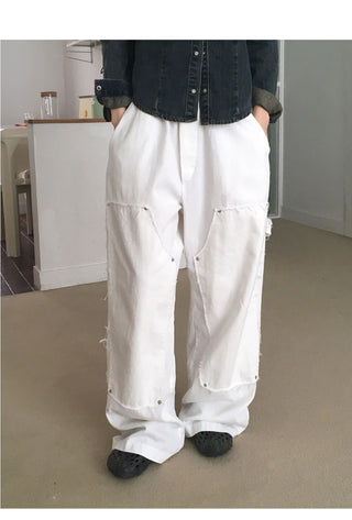 Penf Carpenter Damage Long Wide Cotton Pants
