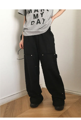 Penf Carpenter Damage Long Wide Cotton Pants