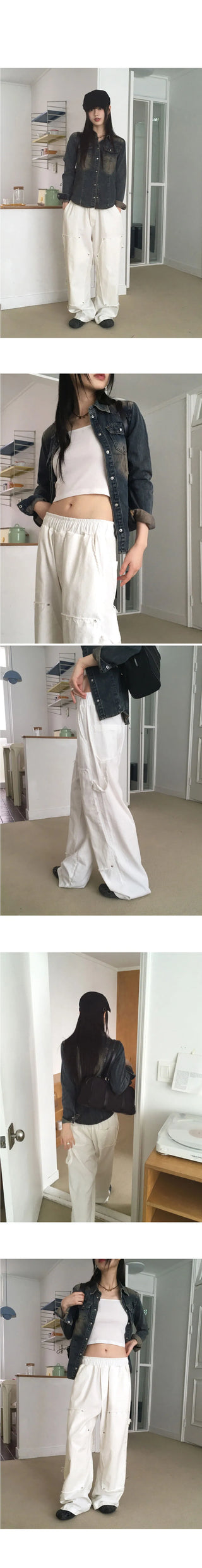 Penf Carpenter Damage Long Wide Cotton Pants