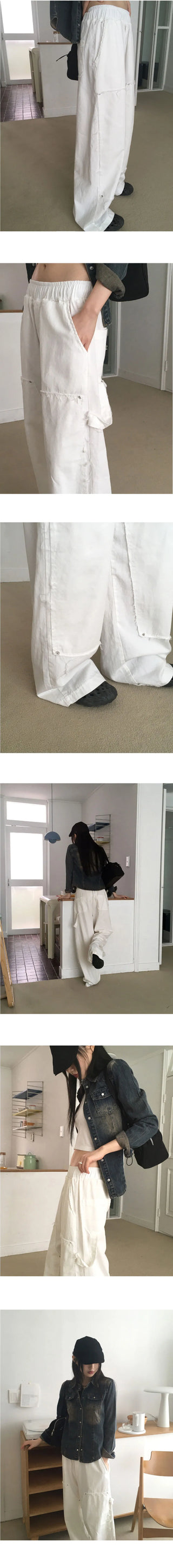 Penf Carpenter Damage Long Wide Cotton Pants