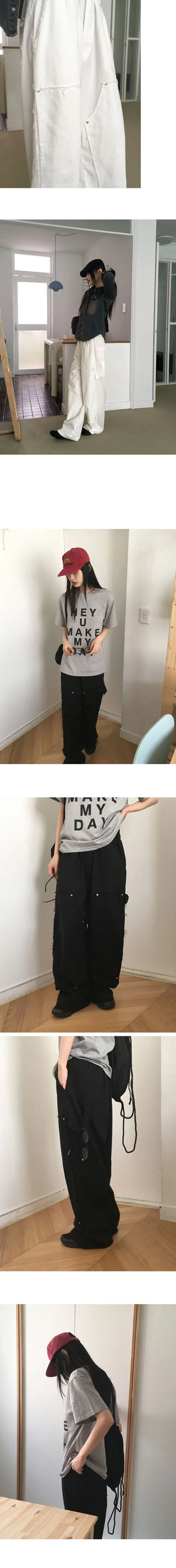 Penf Carpenter Damage Long Wide Cotton Pants