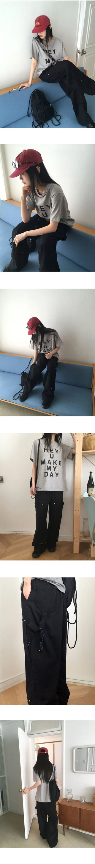 Penf Carpenter Damage Long Wide Cotton Pants