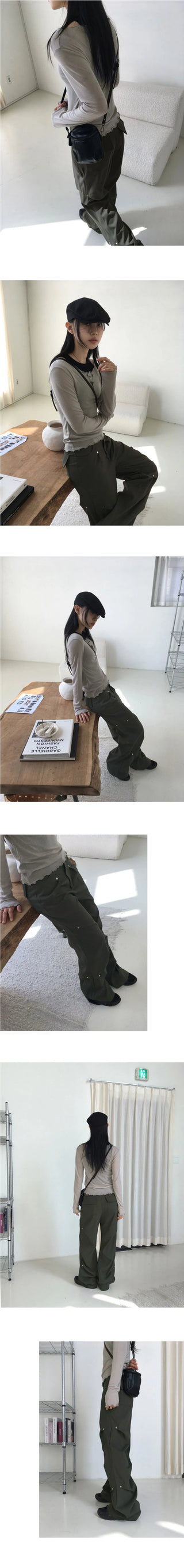 Haas Rivet Pintuck Cotton Wide Pants