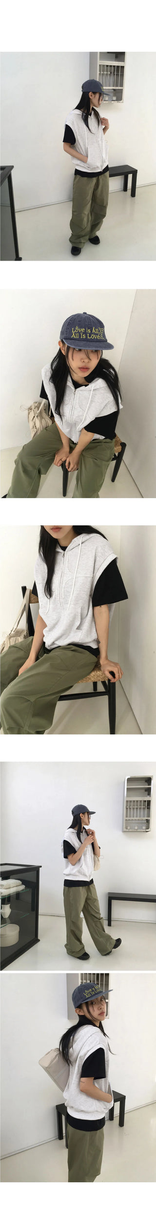 The New Byul two-way hooded vest zip-up