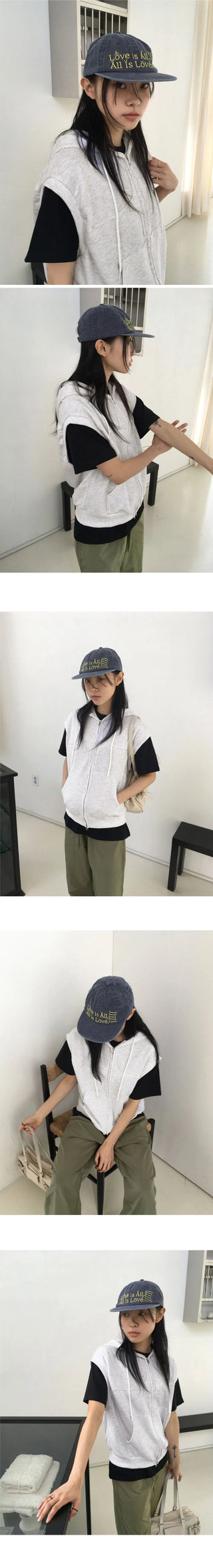 The New Byul two-way hooded vest zip-up