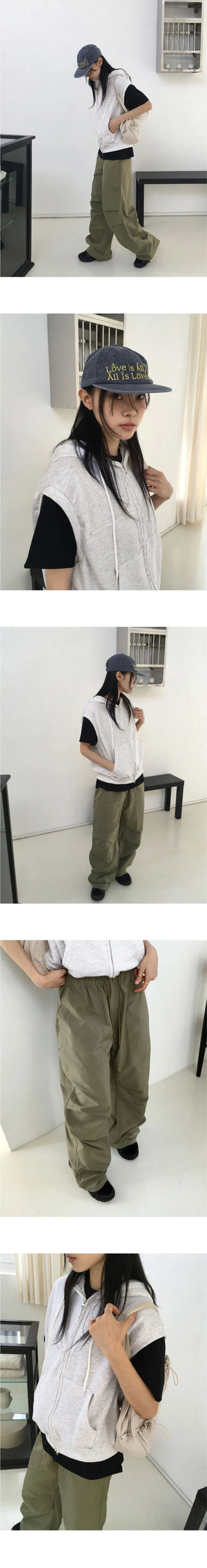 Wells Pintuck Shirring Nylon Two Way Long Wide Jogger Pants