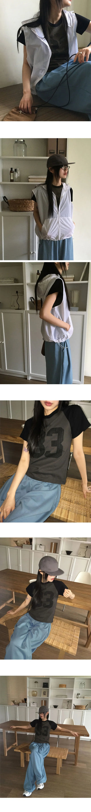 33 color combination printed semi-crop short-sleeved T-shirt