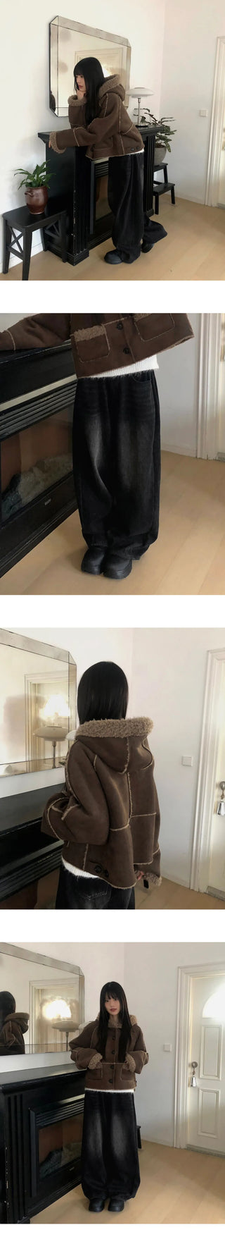 Eddies Fleece-lined Vintage Wide Denim Pants