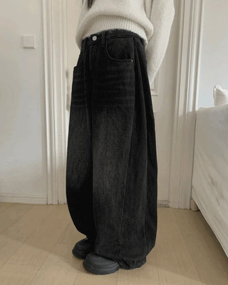 Eddies Fleece-lined Vintage Wide Denim Pants