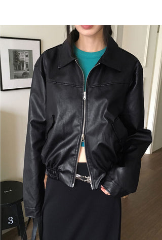 Montney Split Boxy leather two-way zip-up Jacket