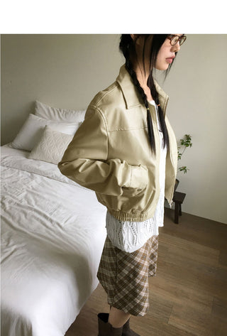 Montney Split Boxy leather two-way zip-up Jacket