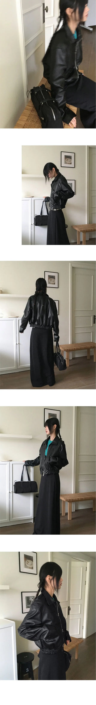 Montney Split Boxy leather two-way zip-up Jacket