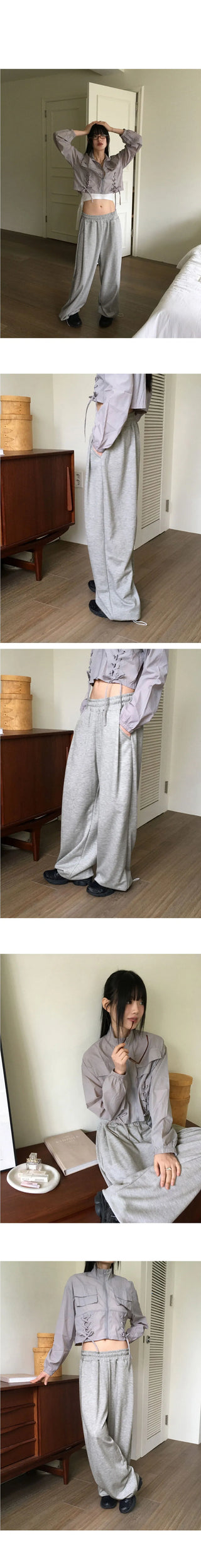 Shube Pintuck 2 Way Juri Long Wide Jogger Pants