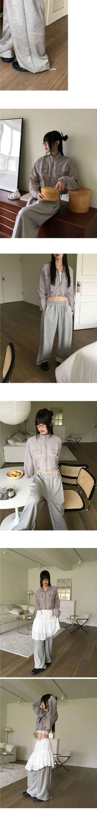 Shube Pintuck 2 Way Juri Long Wide Jogger Pants