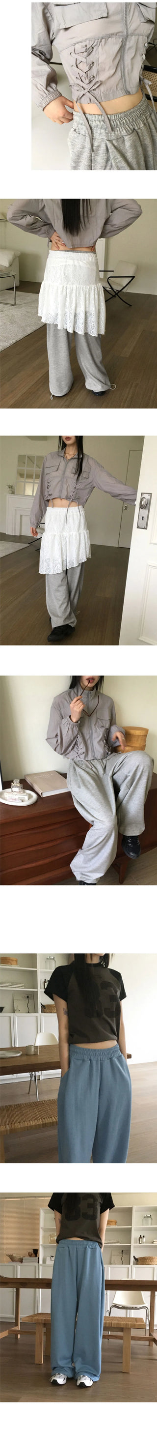 Shube Pintuck 2 Way Juri Long Wide Jogger Pants