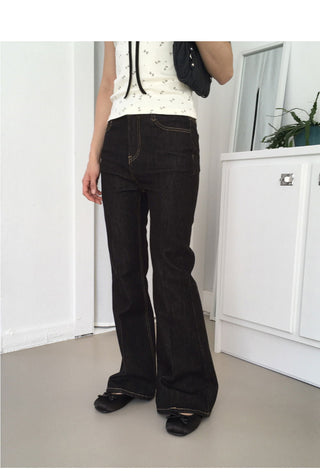Libby stitched leg Flared Raw denim pants