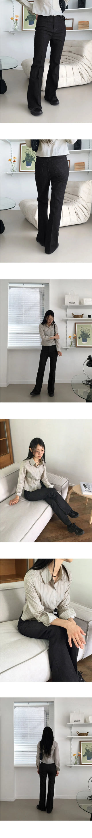 Libby stitched leg Flared Raw denim pants