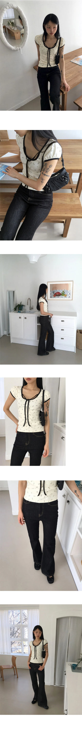 Libby stitched leg Flared Raw denim pants