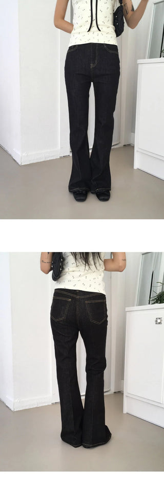 Libby stitched leg Flared Raw denim pants
