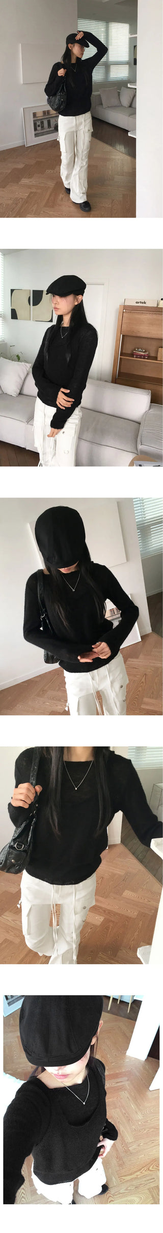 Wadi Wool Alpaca Lip Neck Knitwear Bustier Sleeveless Set