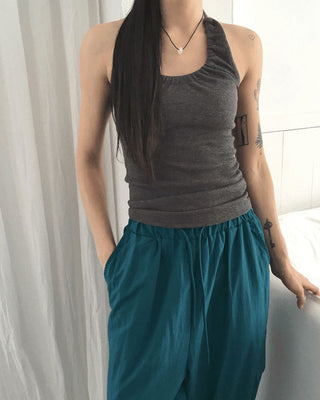 Claire Shirring Halter Strap Sleeveless