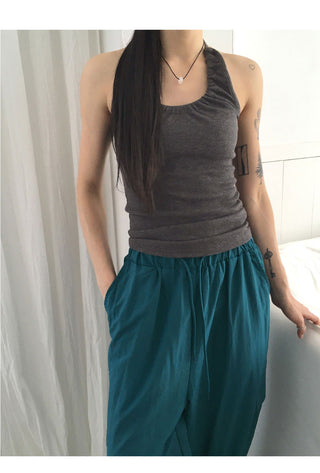 Claire Shirring Halter Strap Sleeveless