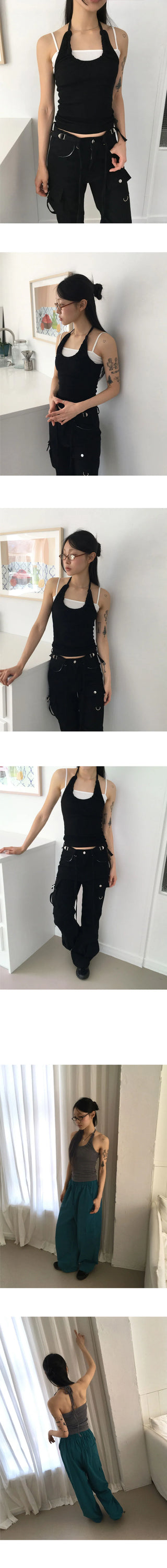 Claire Shirring Halter Strap Sleeveless