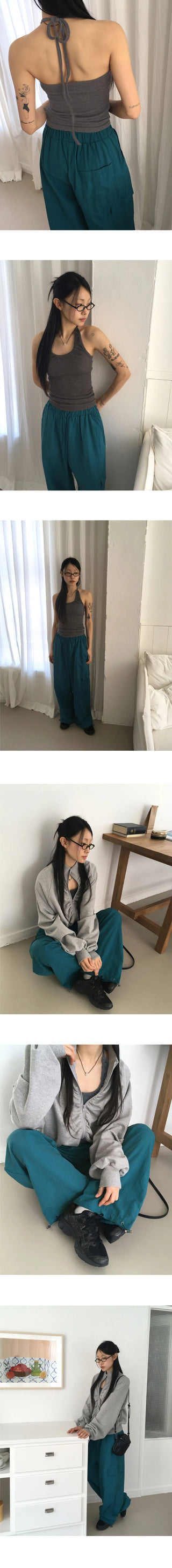 Claire Shirring Halter Strap Sleeveless