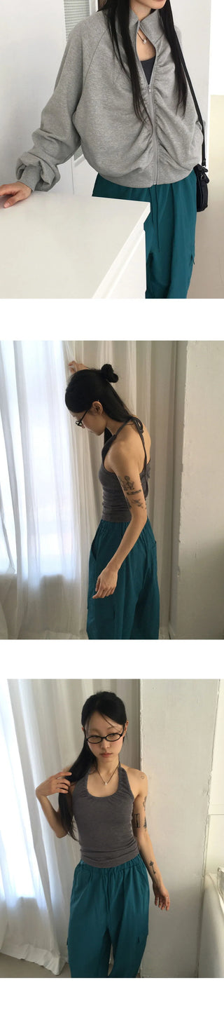 Claire Shirring Halter Strap Sleeveless