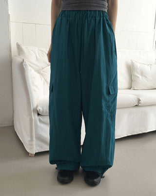 Walkie nylon two-way cargo long wide jogger pants