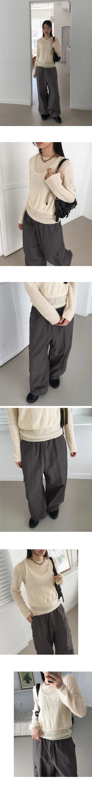 Walkie nylon two-way cargo long wide jogger pants