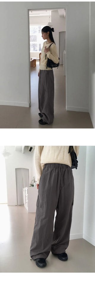 Walkie nylon two-way cargo long wide jogger pants