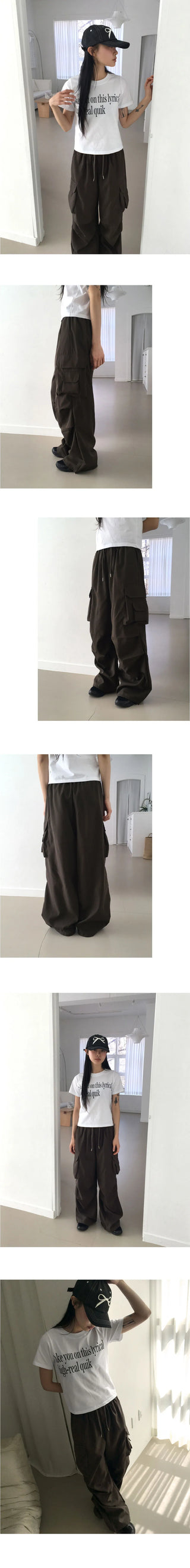 Adik Double Pocket Pintuck Cargo Two Way Long Wide Jogger Pants