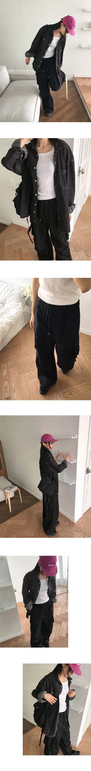 Adik Double Pocket Pintuck Cargo Two Way Long Wide Jogger Pants