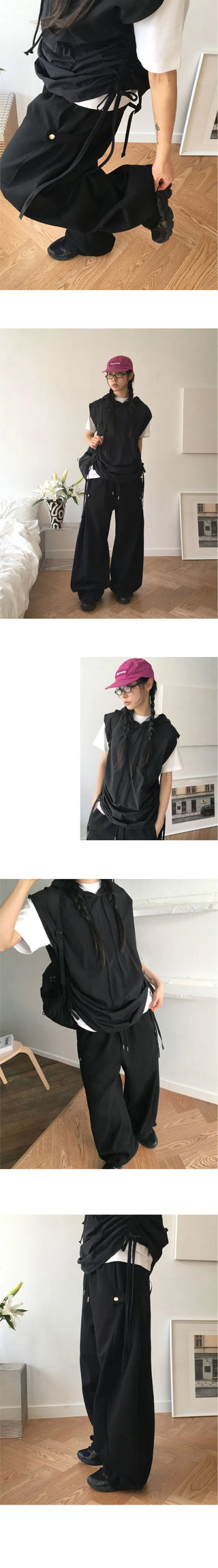 Jord Side Snap Balloon 2 Way Juri Long Wide Jogger Pants