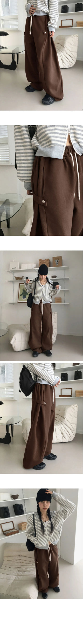 Jord Side Snap Balloon 2 Way Juri Long Wide Jogger Pants