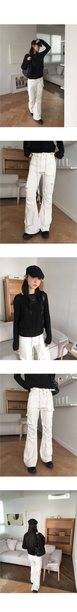 Pren Bijo Pocket Cargo Long Semi Flared Pants