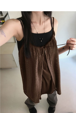 Koachi Vintage Lace Slit Layered Mini One Dress