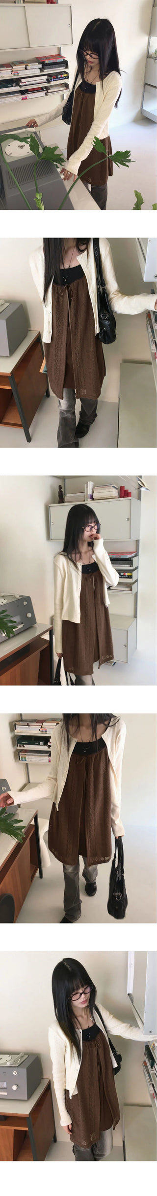 Koachi Vintage Lace Slit Layered Mini One Dress