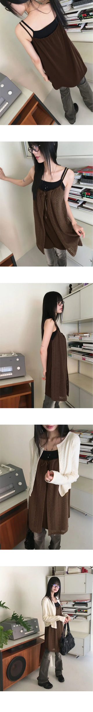 Koachi Vintage Lace Slit Layered Mini One Dress