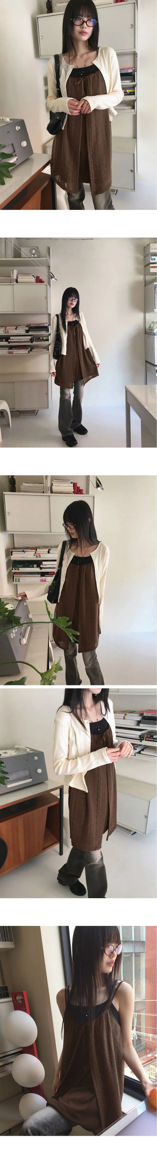 Koachi Vintage Lace Slit Layered Mini One Dress