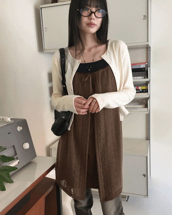 Koachi Vintage Lace Slit Layered Mini One Dress