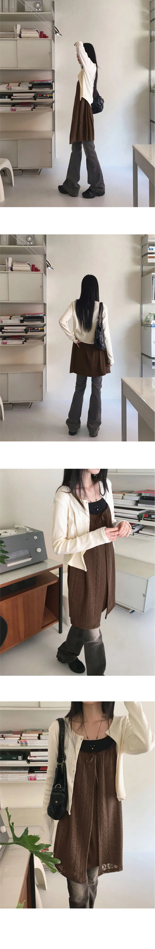 Oldin Fall Mid-Season Punching Long Sleeve Cardigan