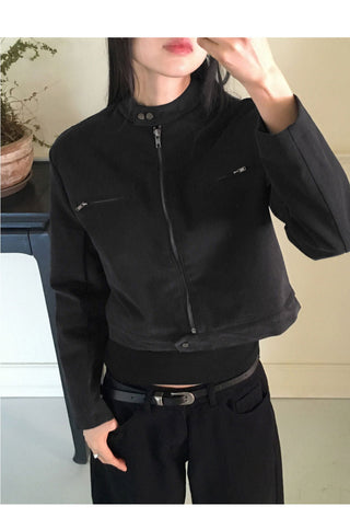 Boldi Split zipper crop biker zip-up