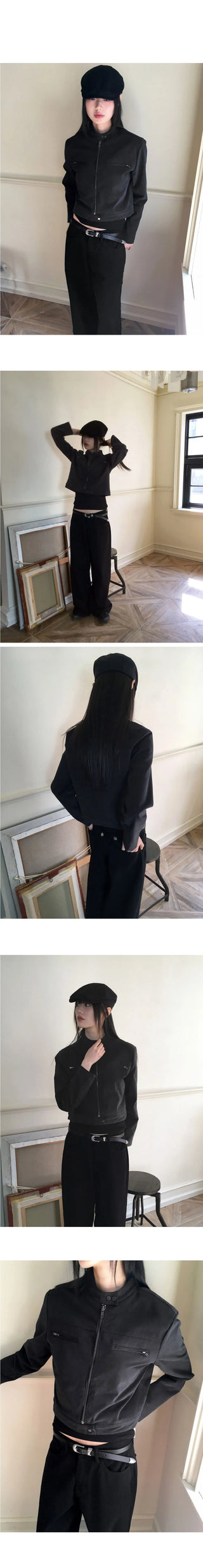 Boldi Split zipper crop biker zip-up