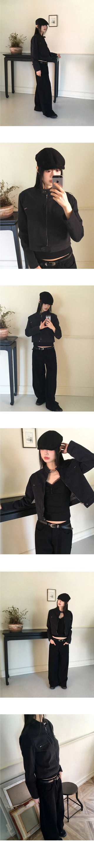 Boldi Split zipper crop biker zip-up