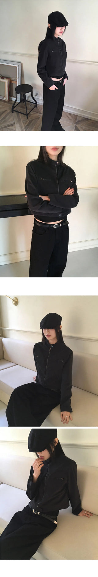 Boldi Split zipper crop biker zip-up