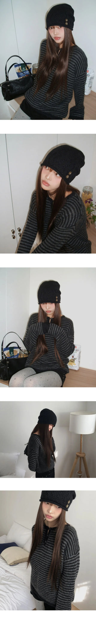 Warm Button Knitwear Wool Beanie
